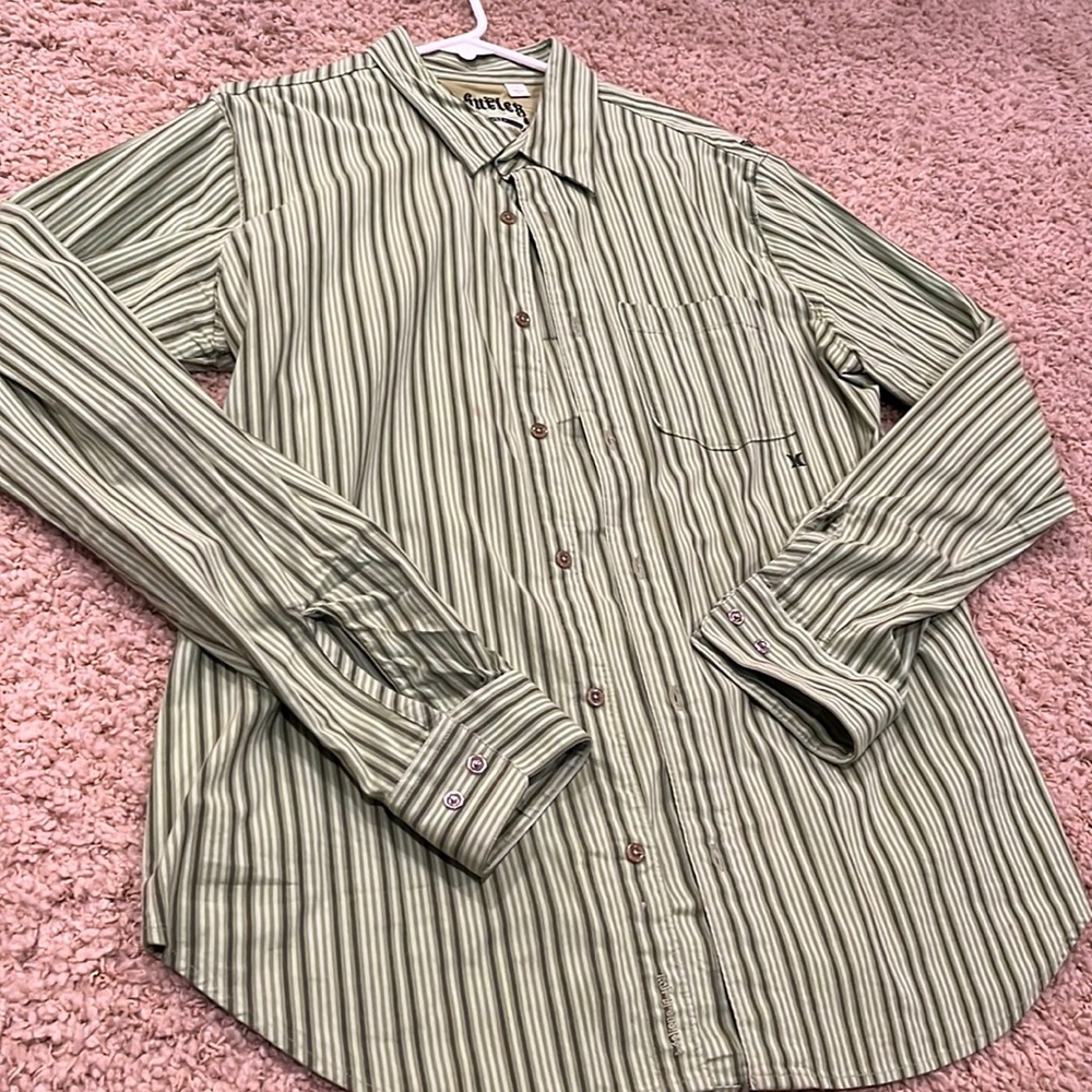 Hurley Long Sleeve Striped Button Up